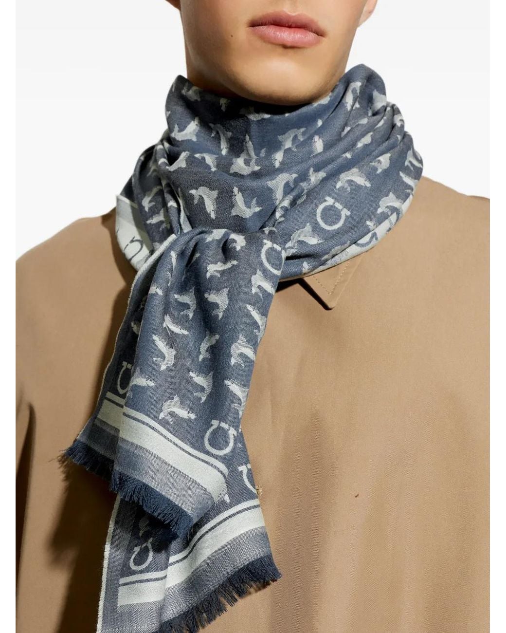 Ferragamo Gray Wool Scarf for men