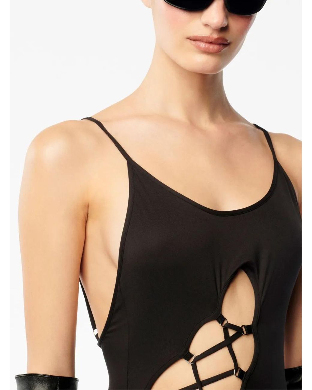Heron Preston Black Lace-Up Strech Minidress