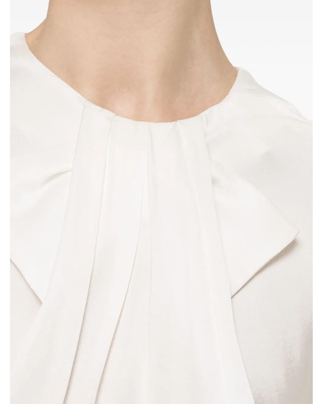 Nissa White Pleat-Detail Viscose Top