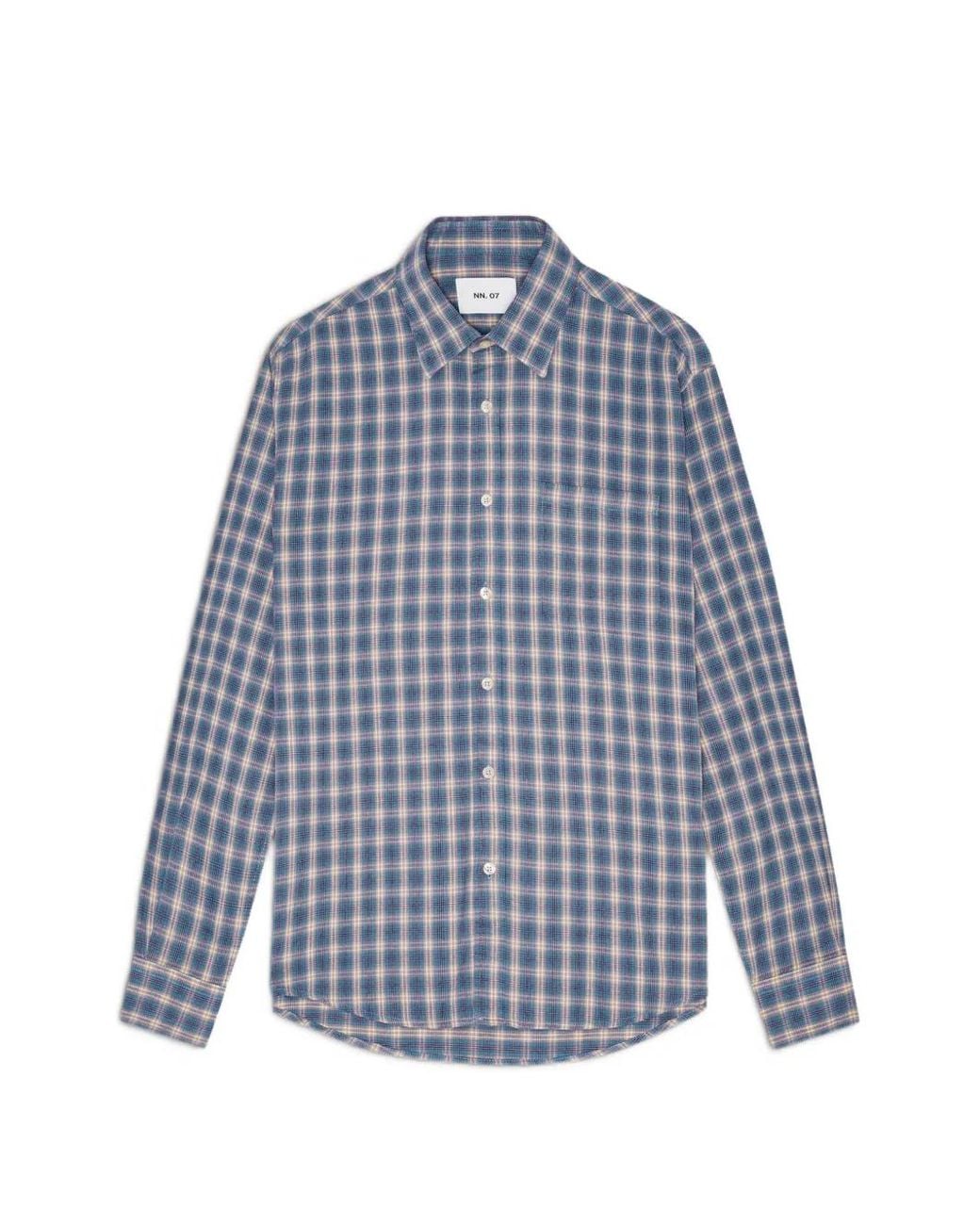 NN07 Blue Brushed Check Shirt for men