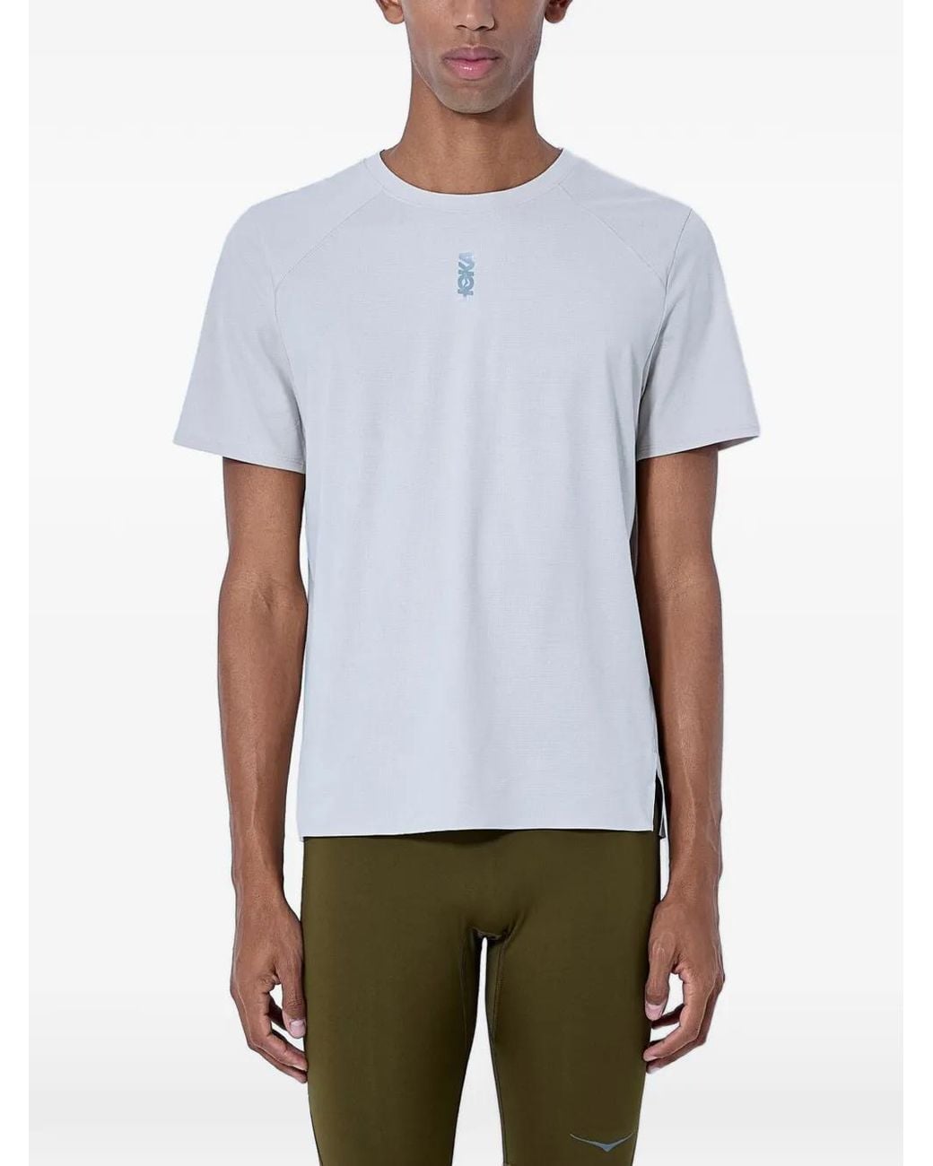 Hoka One One White Logo-Print Raglan-Sleeve T-Shirt for men