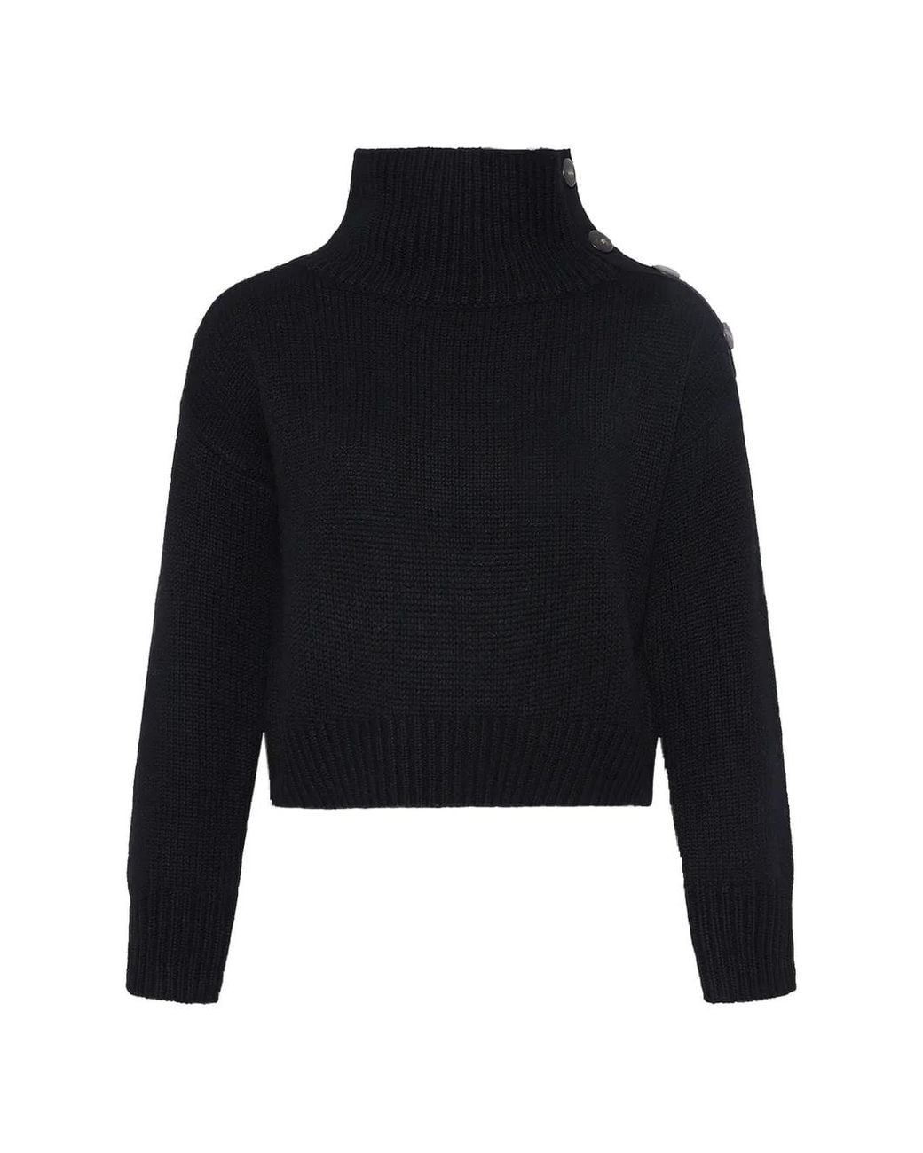 Yves Salomon Blue Button-Shoulder Oversized Sweater