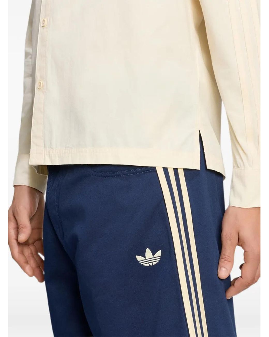 Adidas Blue 3-Stripes Button-Up Shirt for men