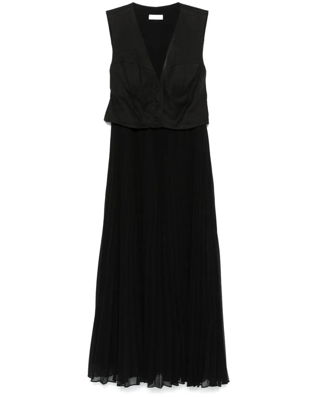 Sandro Pleated Maxi Dress in Black | Lyst UK