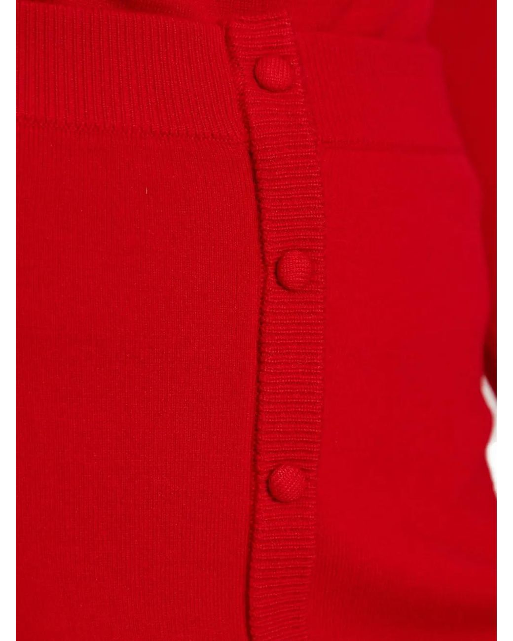 Victoria Beckham Red Button-Front Fitted Skirt