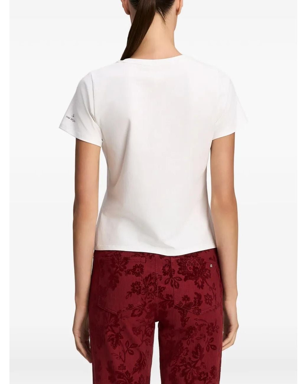 Cinq À Sept White Shrunken Sequin-Embellished Ruffled T-Shirt