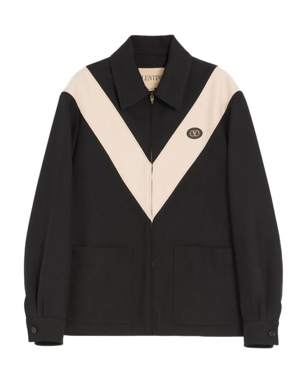 Valentino Garavani Black Logo-Patch Overshirt for men