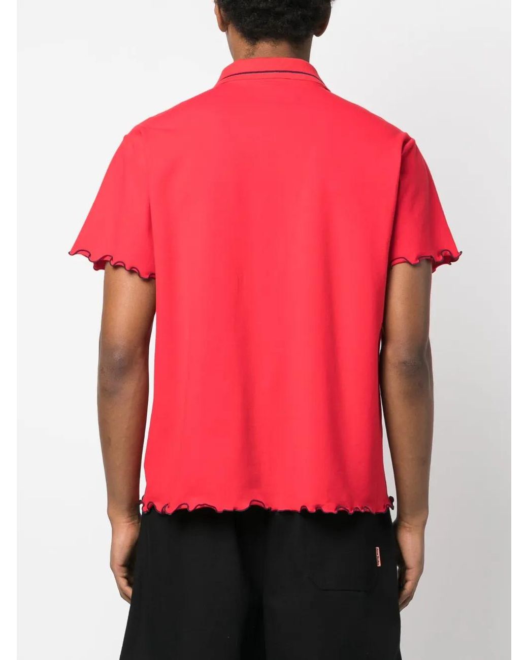 Palmier Red Lettuce-Edge Polo Shirt for men