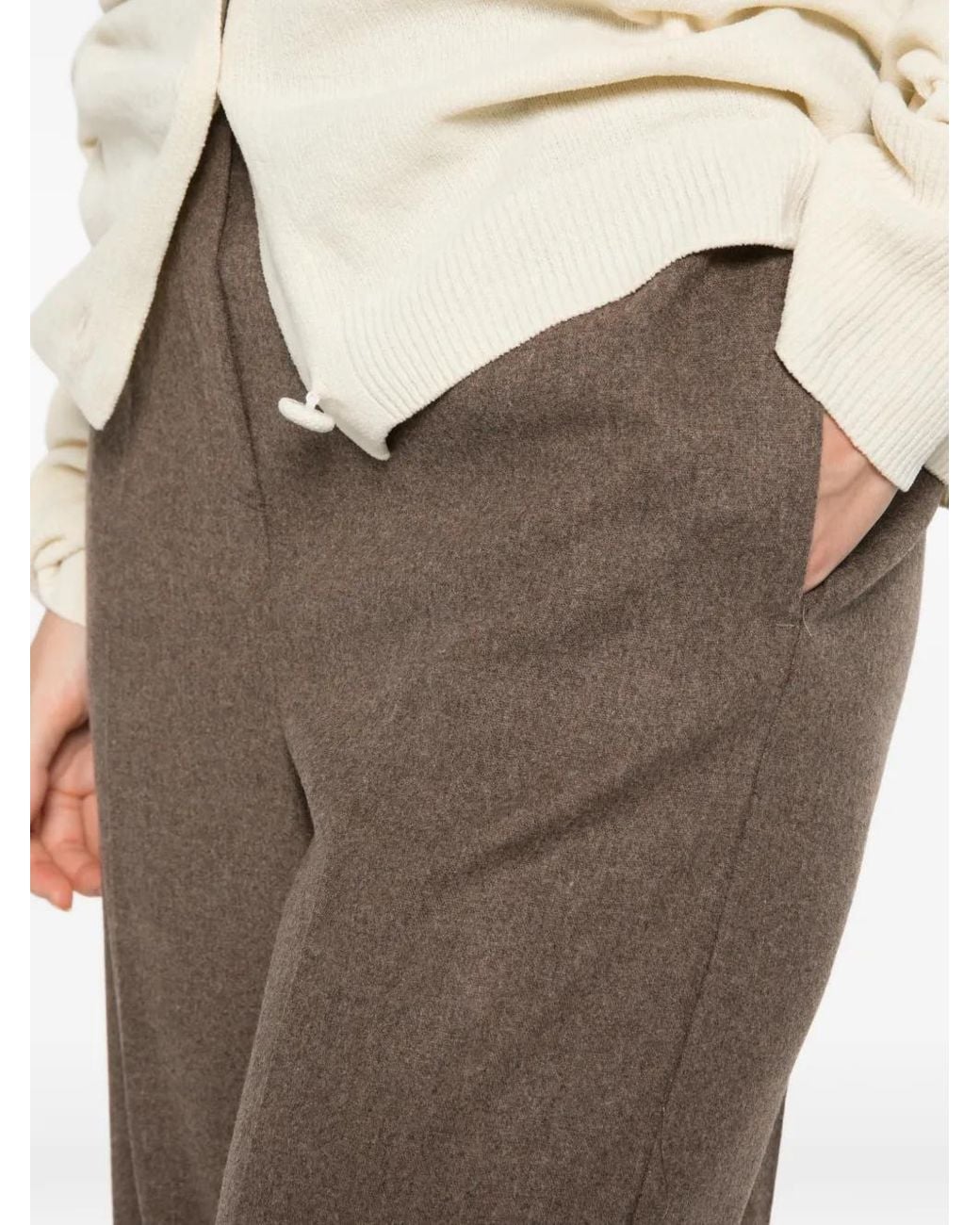Emme Brown Pressed-Crease Wide-Leg Trousers