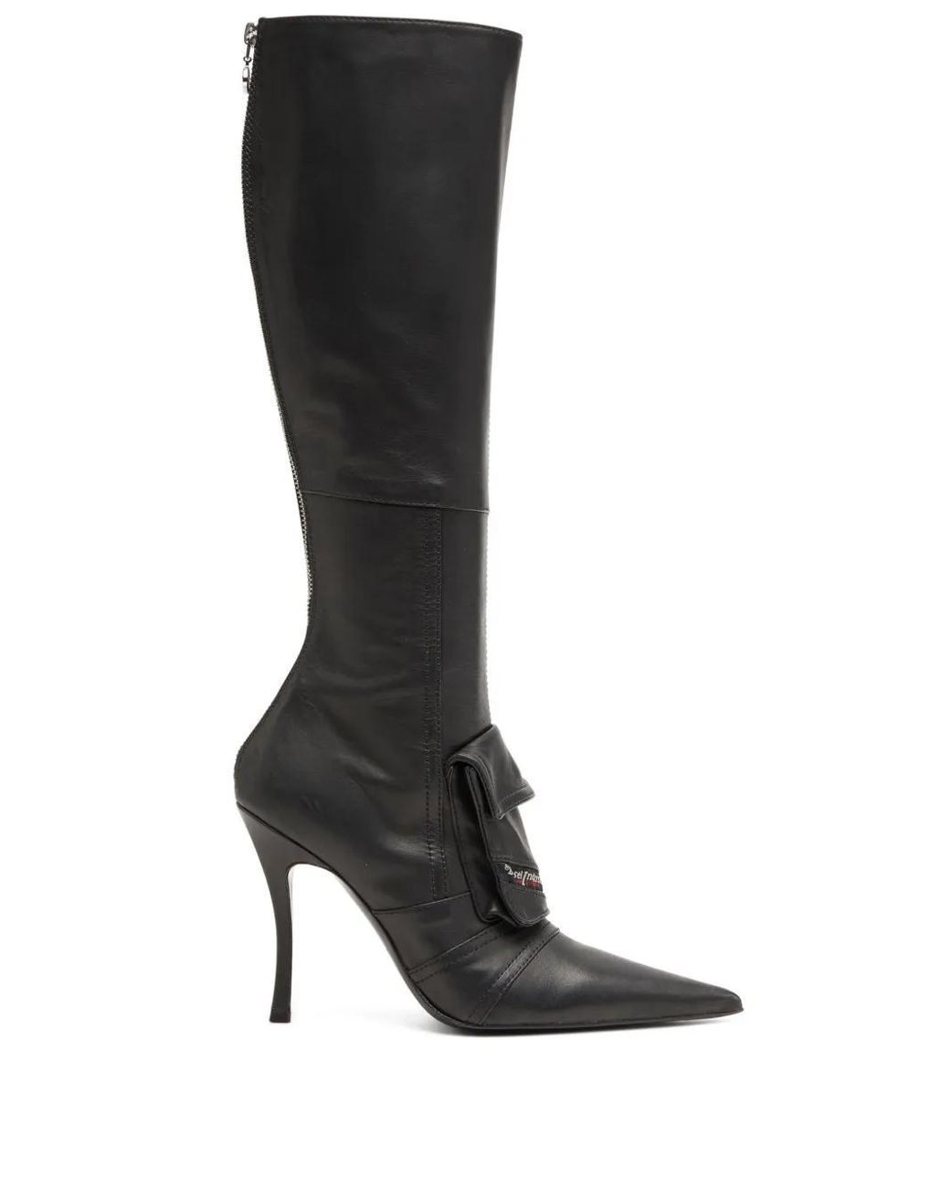 DIESEL Black D-Venus Pocket Leather Knee-High Boots