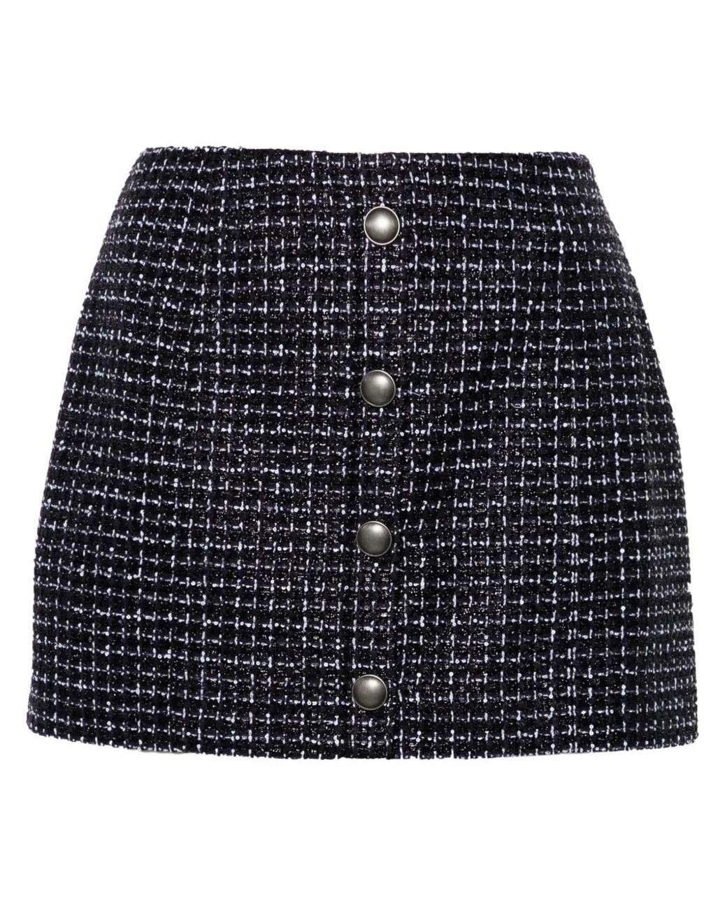 Alessandra Rich Blue Sequin Checked Tweed Mini Skirt
