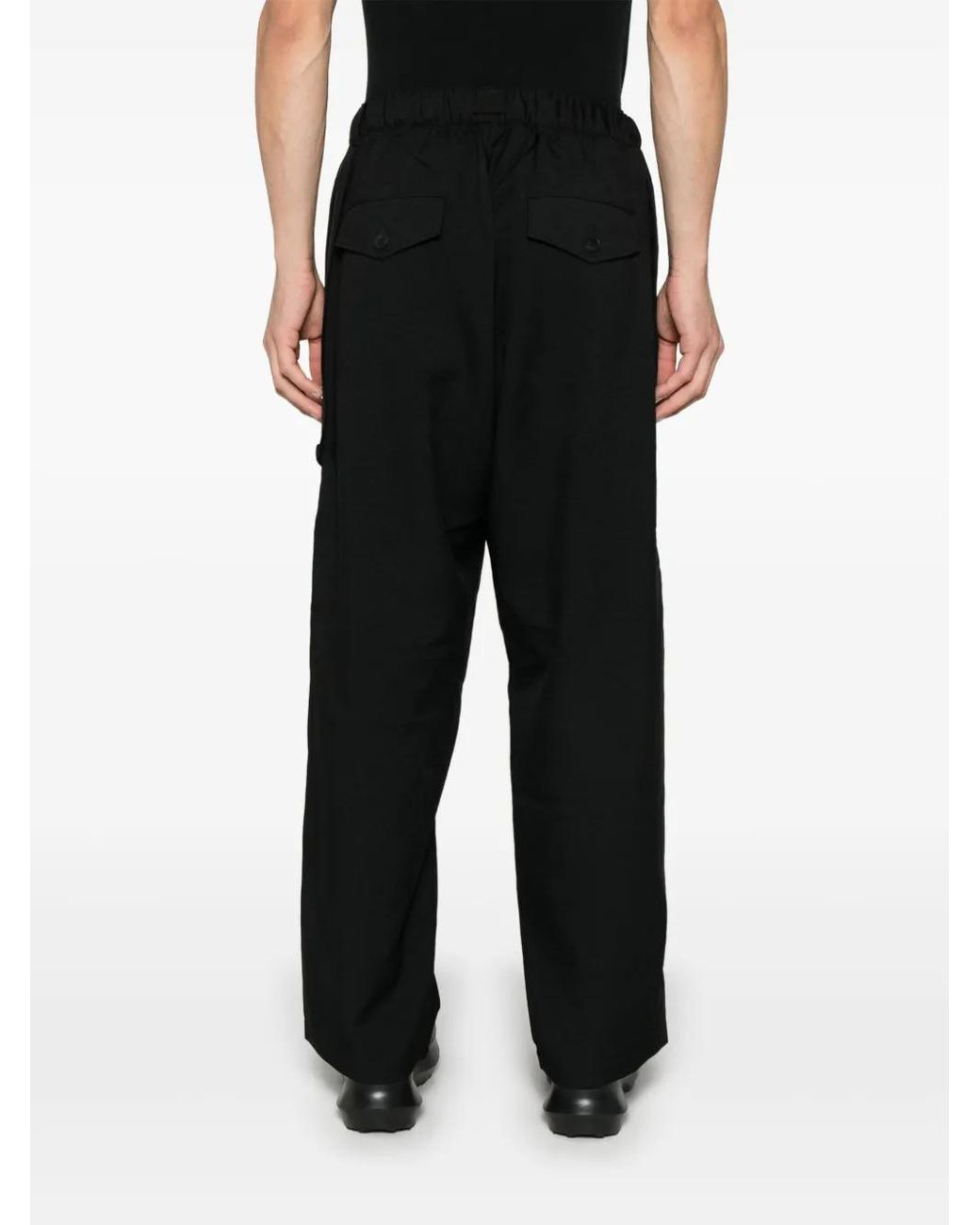 Y-3 Black 3 Stripes-Logo Trousers for men