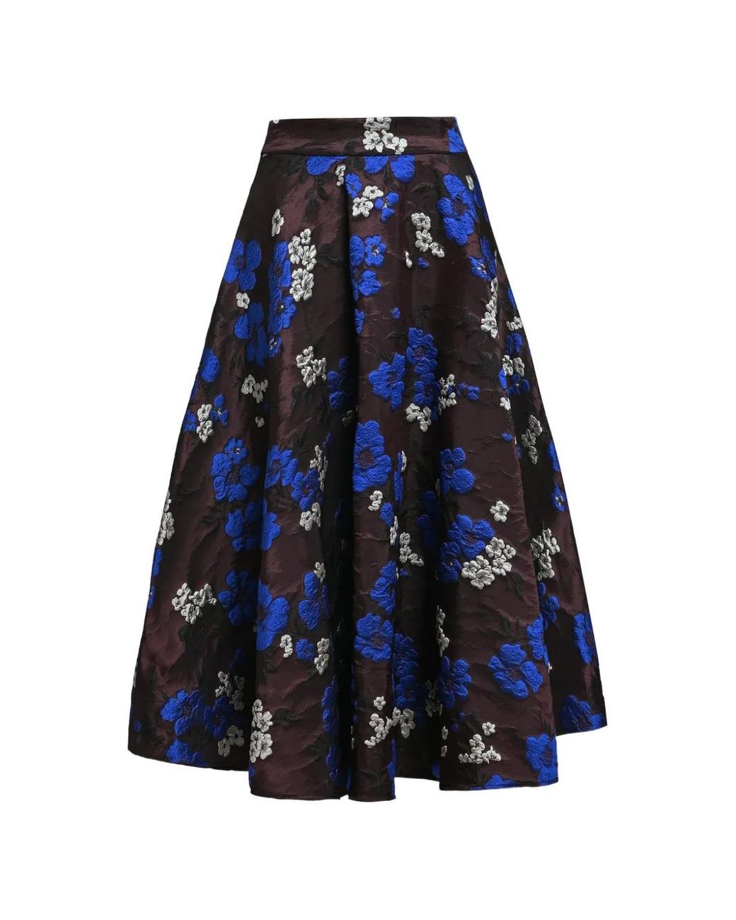 Essentiel Antwerp Blue Kathyanne Floral-Jacquard Midi Skirt