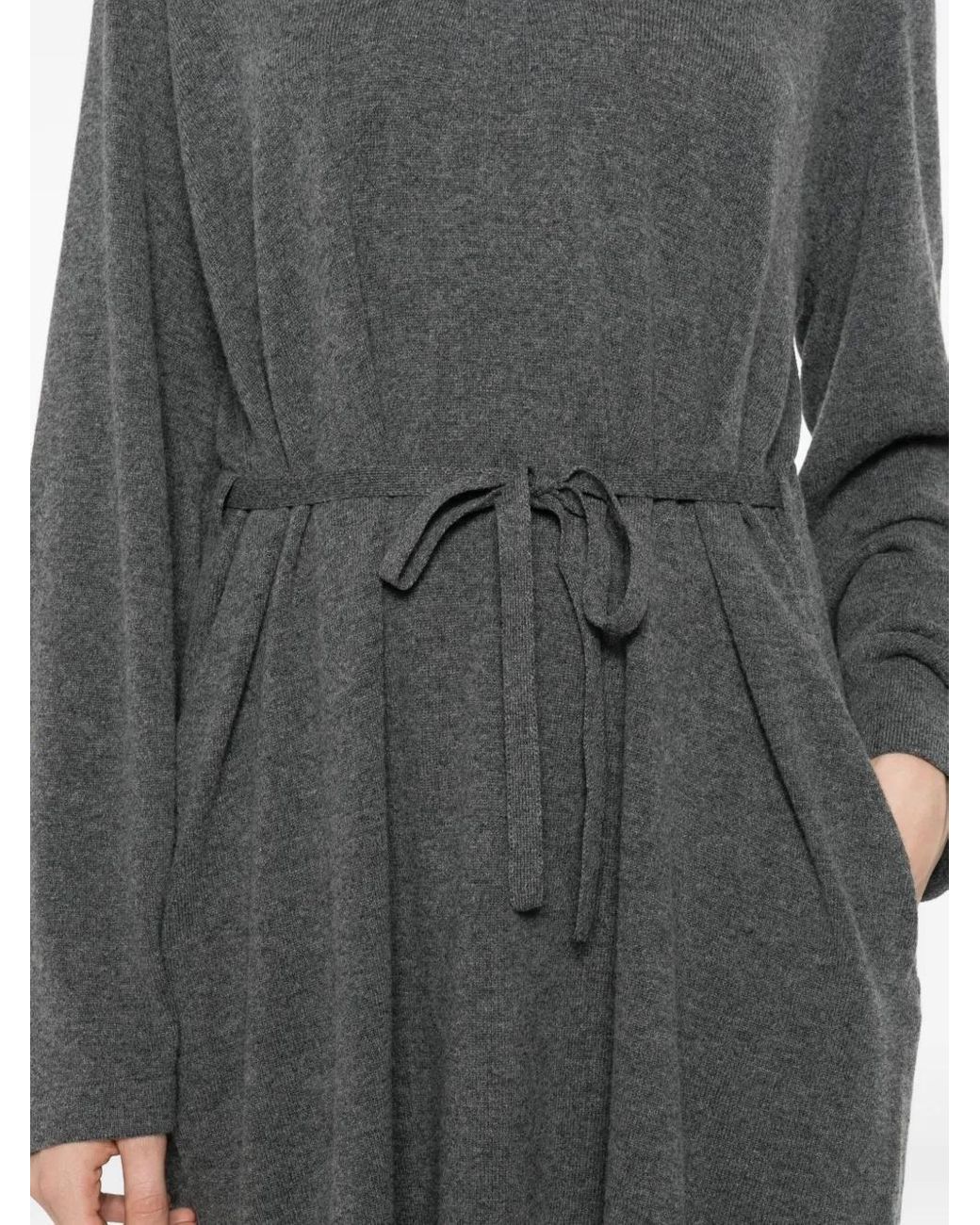 Fabiana Filippi Gray Lace-Trim Tie-Fastening Dress