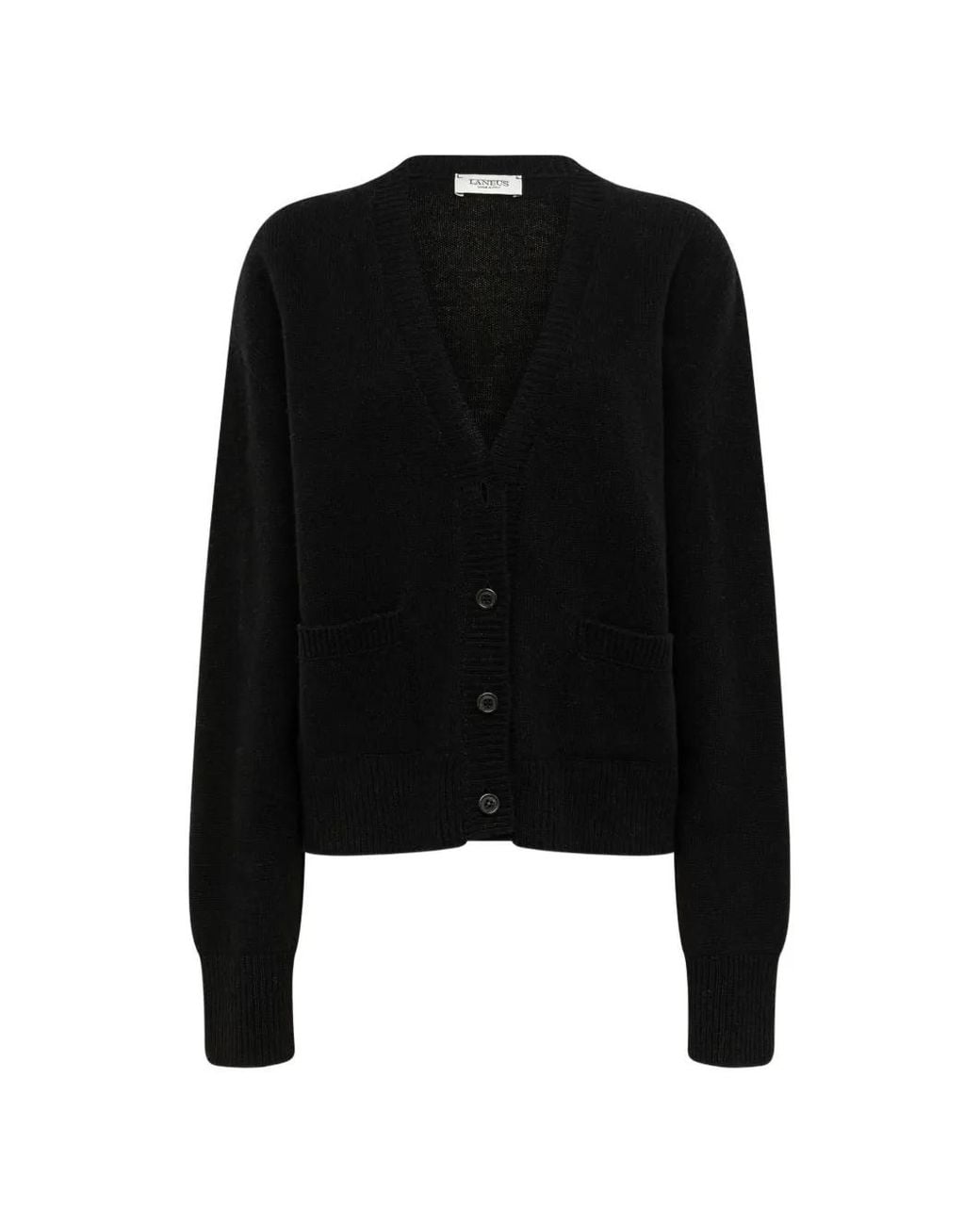 Laneus Black Button-Up Patch-Pocket Cardigan
