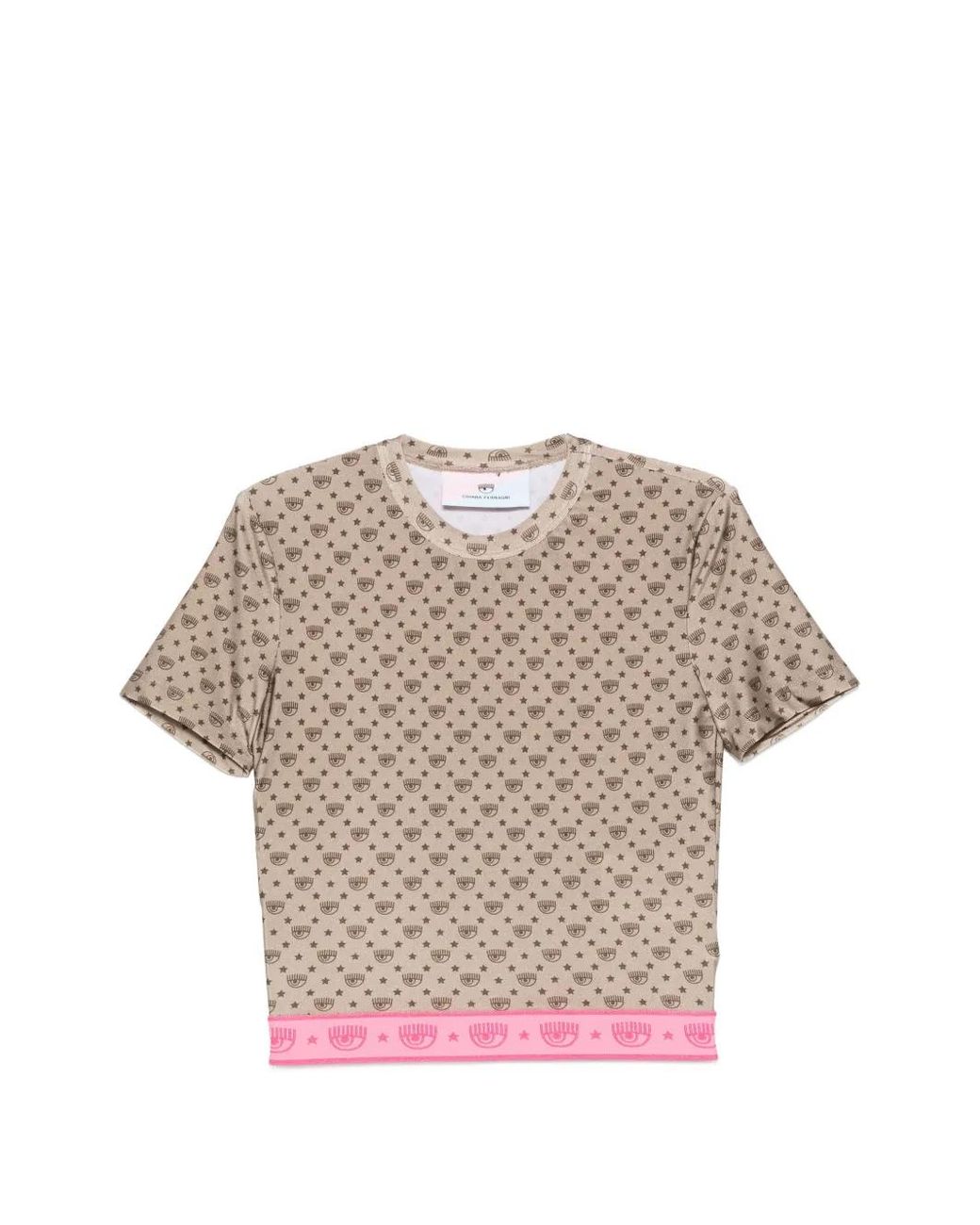 Chiara Ferragni Green Eyelike-Print Cropped T-Shirt