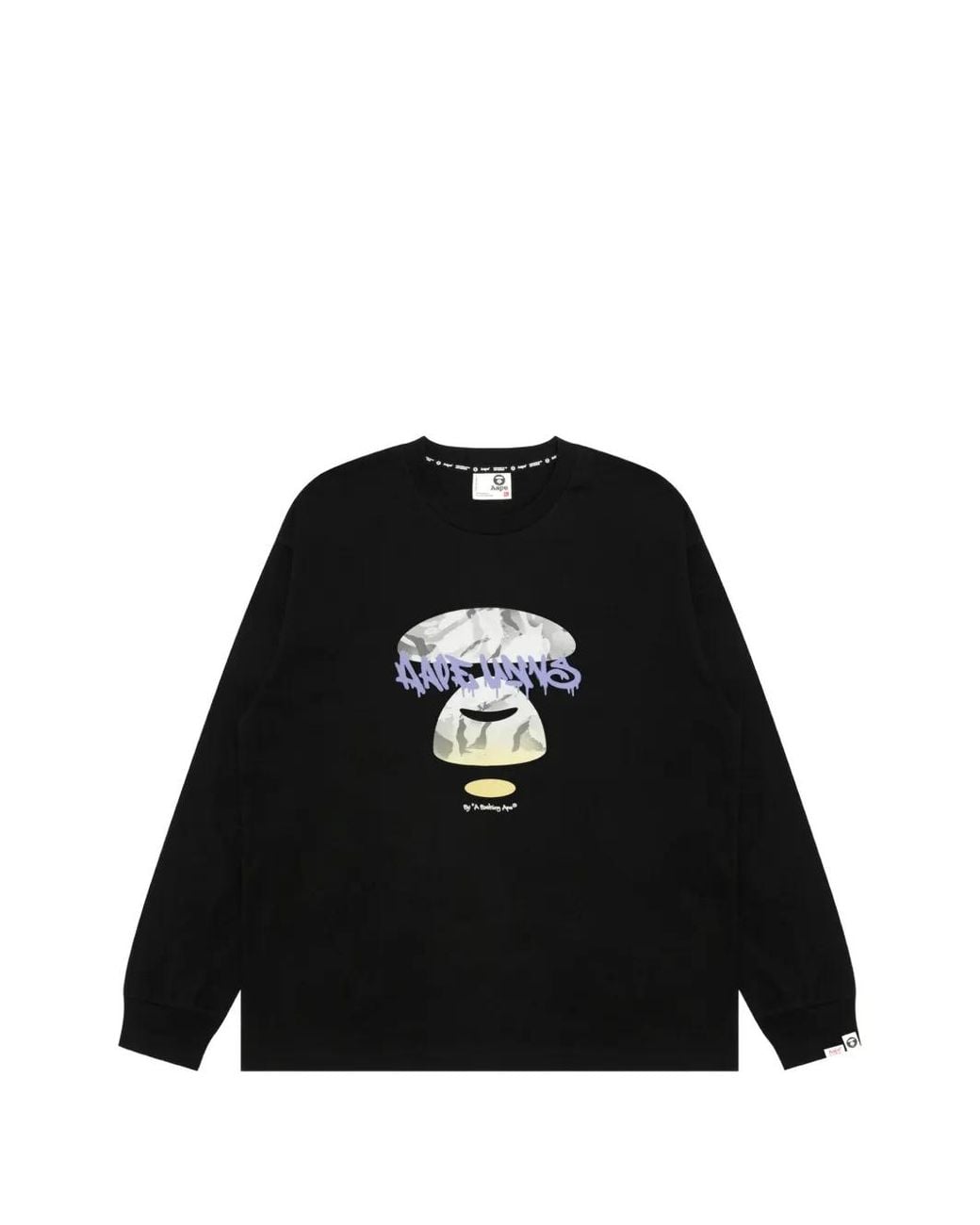Aape By A Bathing Ape Black Moonface-Print T-Shirt for men