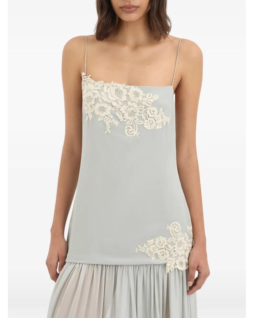Sir White Noria Lace-Trim Maxi Dress