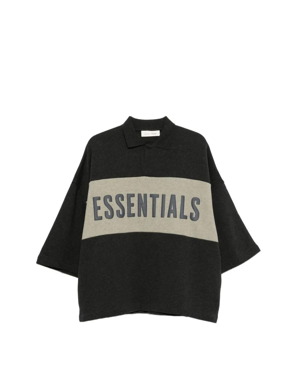 Fear Of God Black Cropped Panelled Polo Shirt for men
