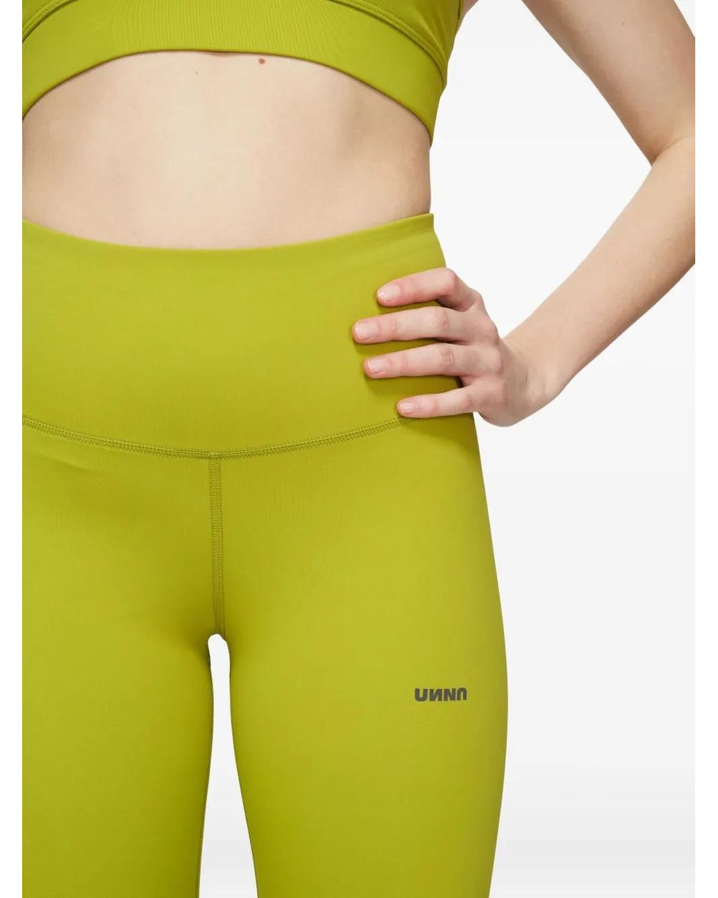 UNNA Yellow Logo-Print Leggings