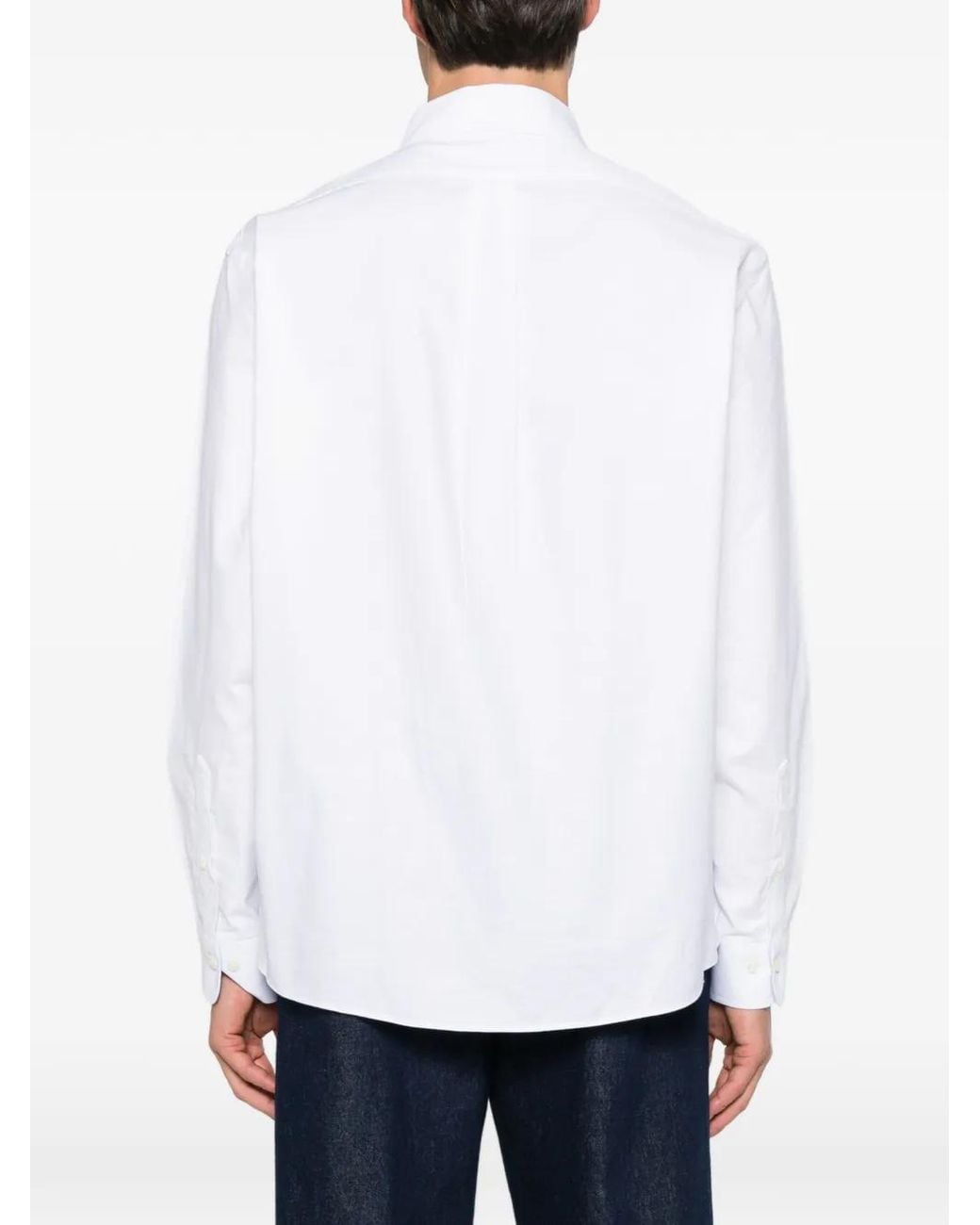Brooks Brothers White Embroidered-Logo Button-Down Shirt for men