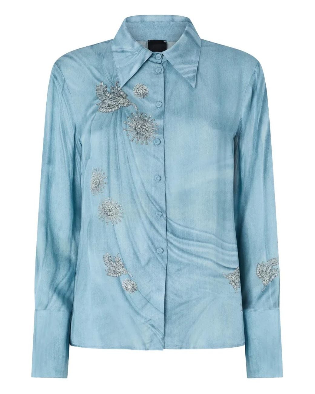 Pinko Blue Trompe L'Oeil-Print Shirt