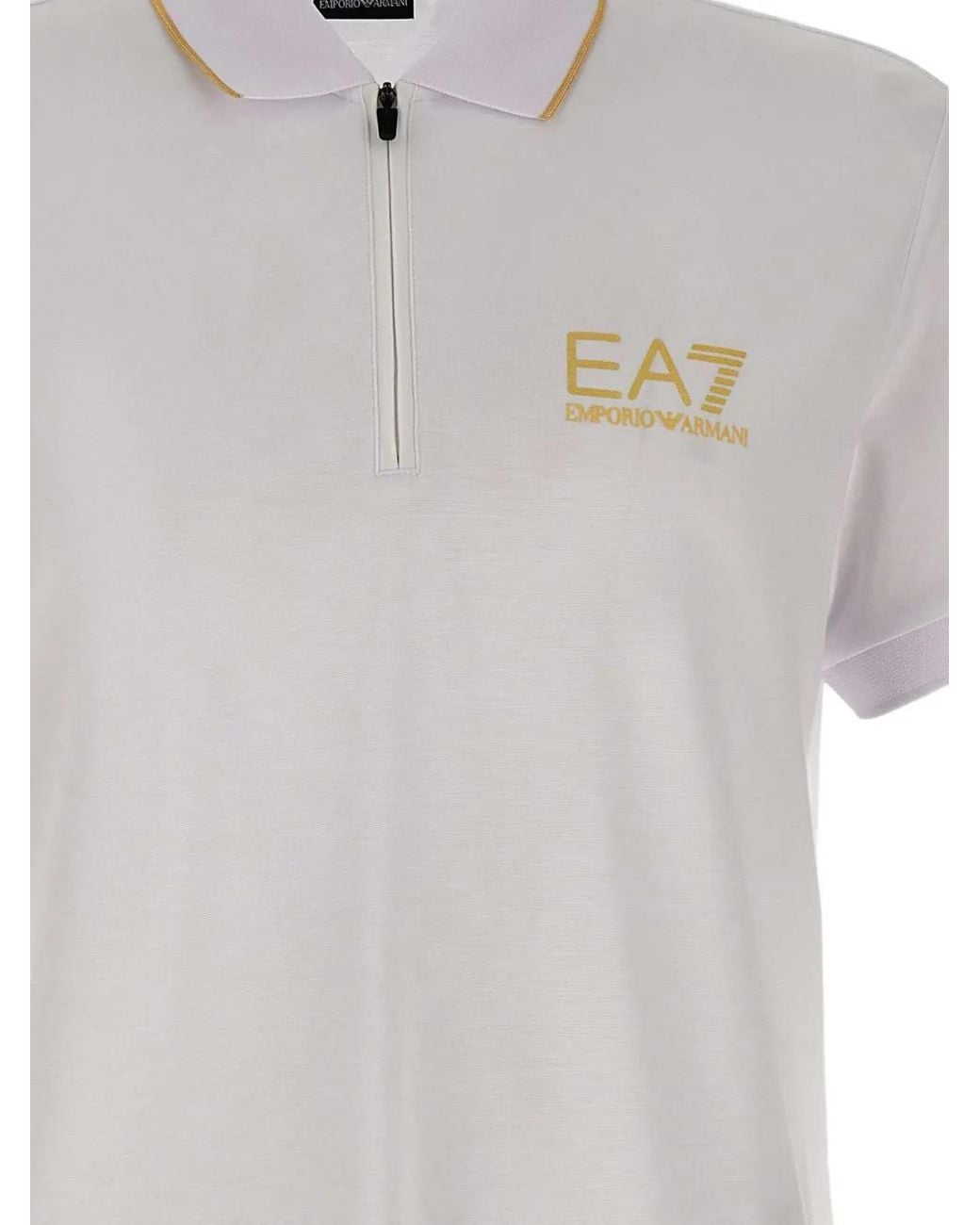 EA7 Poloshirt Met Logodetail En Rits in het White voor heren