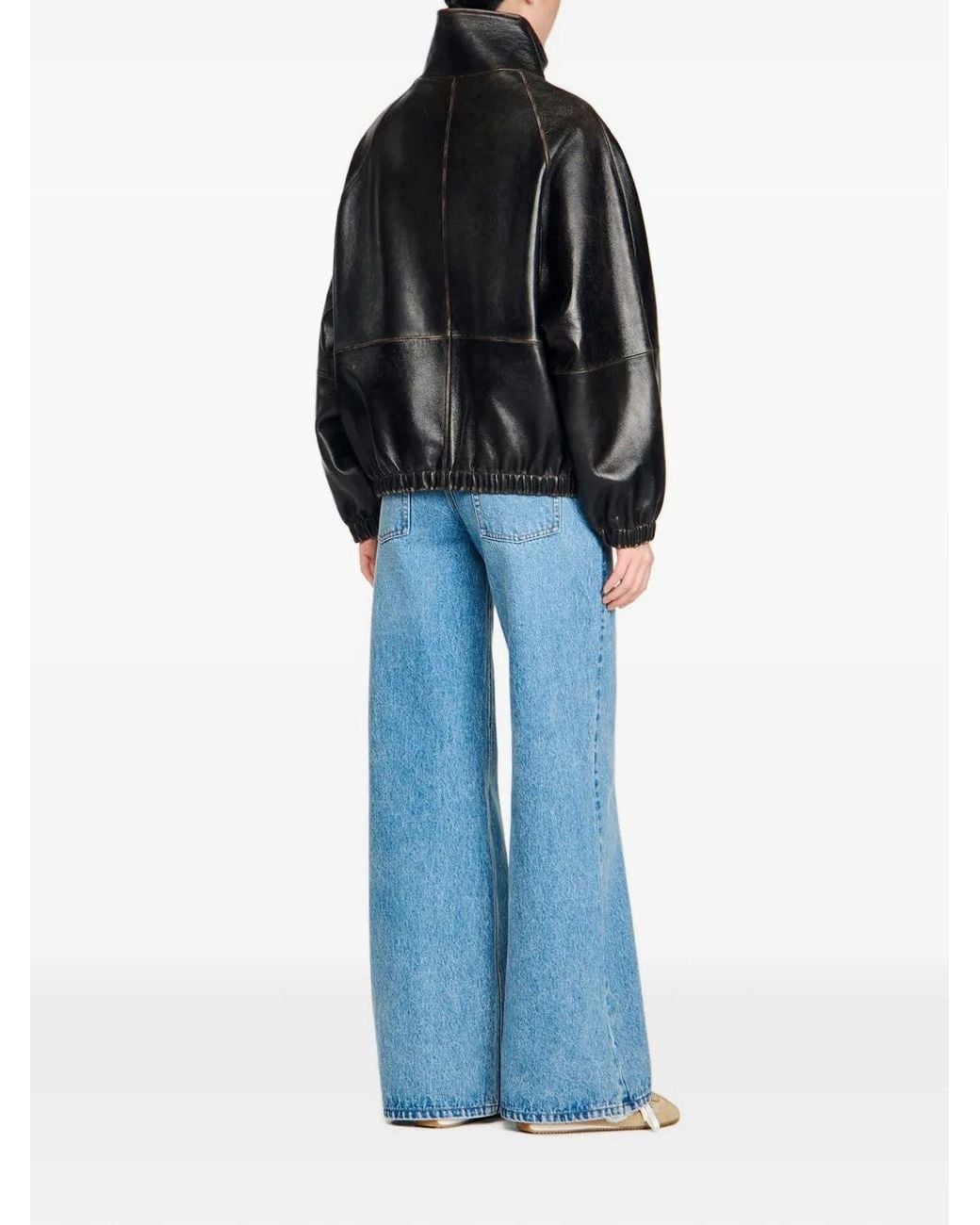 Sandro Black Distressed Leather Jacket