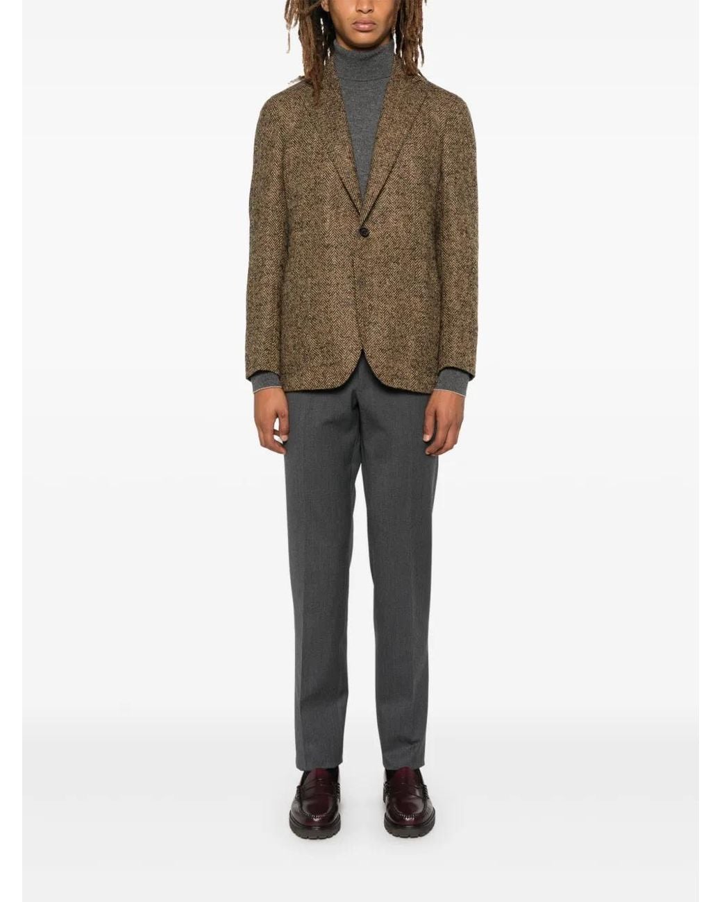 Rota Gray Pressed-Crease Tailored Trousers for men