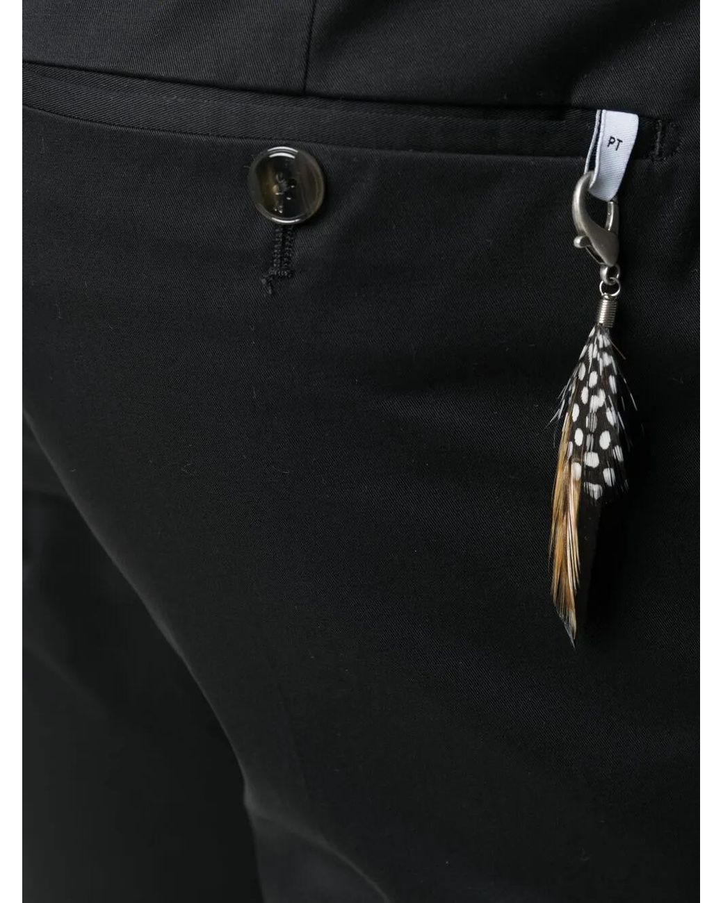 PT Torino Black Cropped Slim-Fit Chinos for men