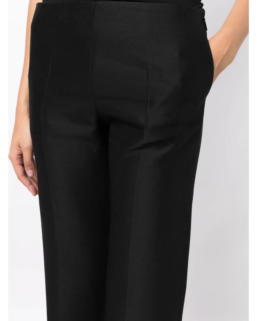 The Row Black Flame Pressed-Crease Slim-Fit Trousers