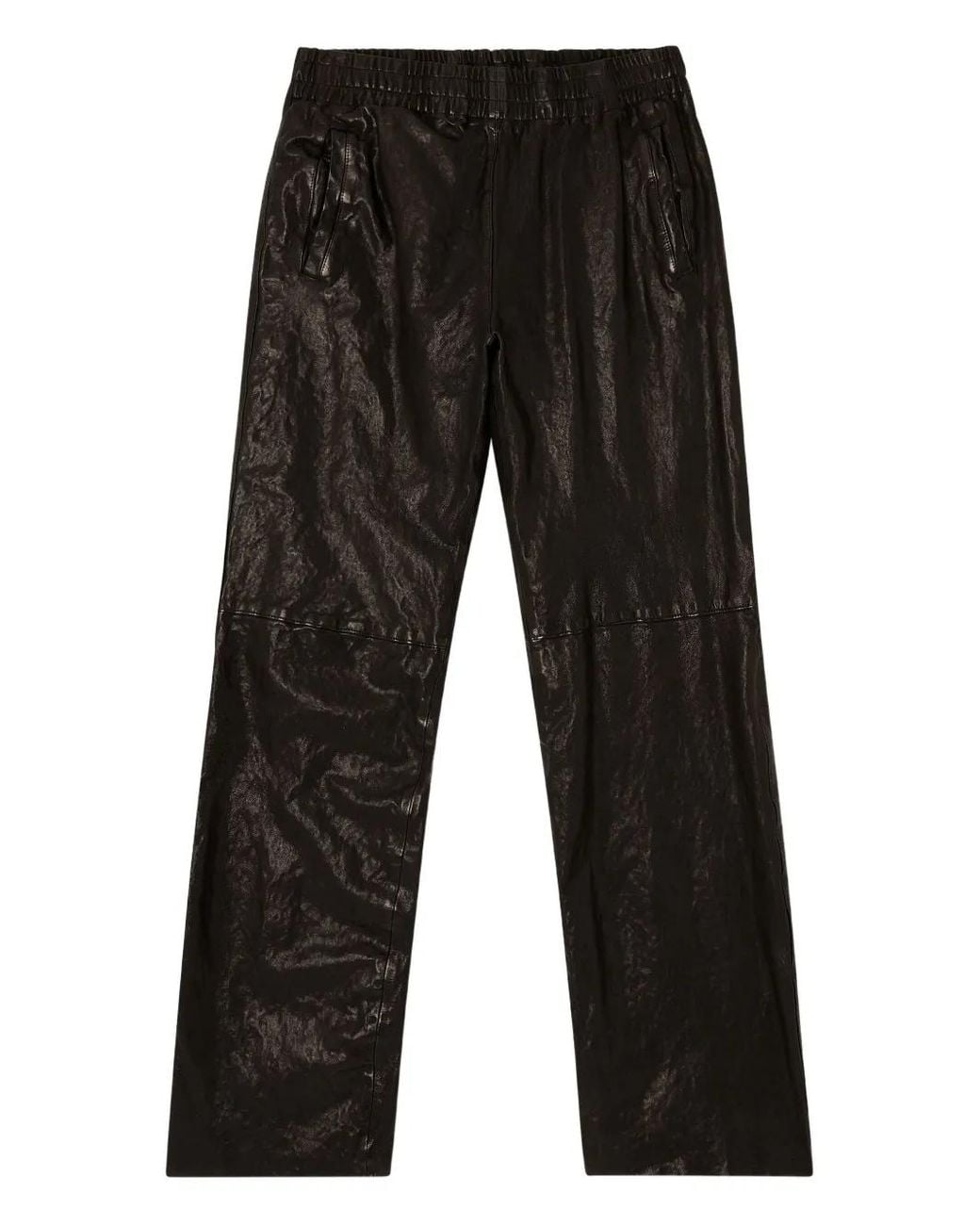 DIESEL Black P-Bru Leather Trousers for men