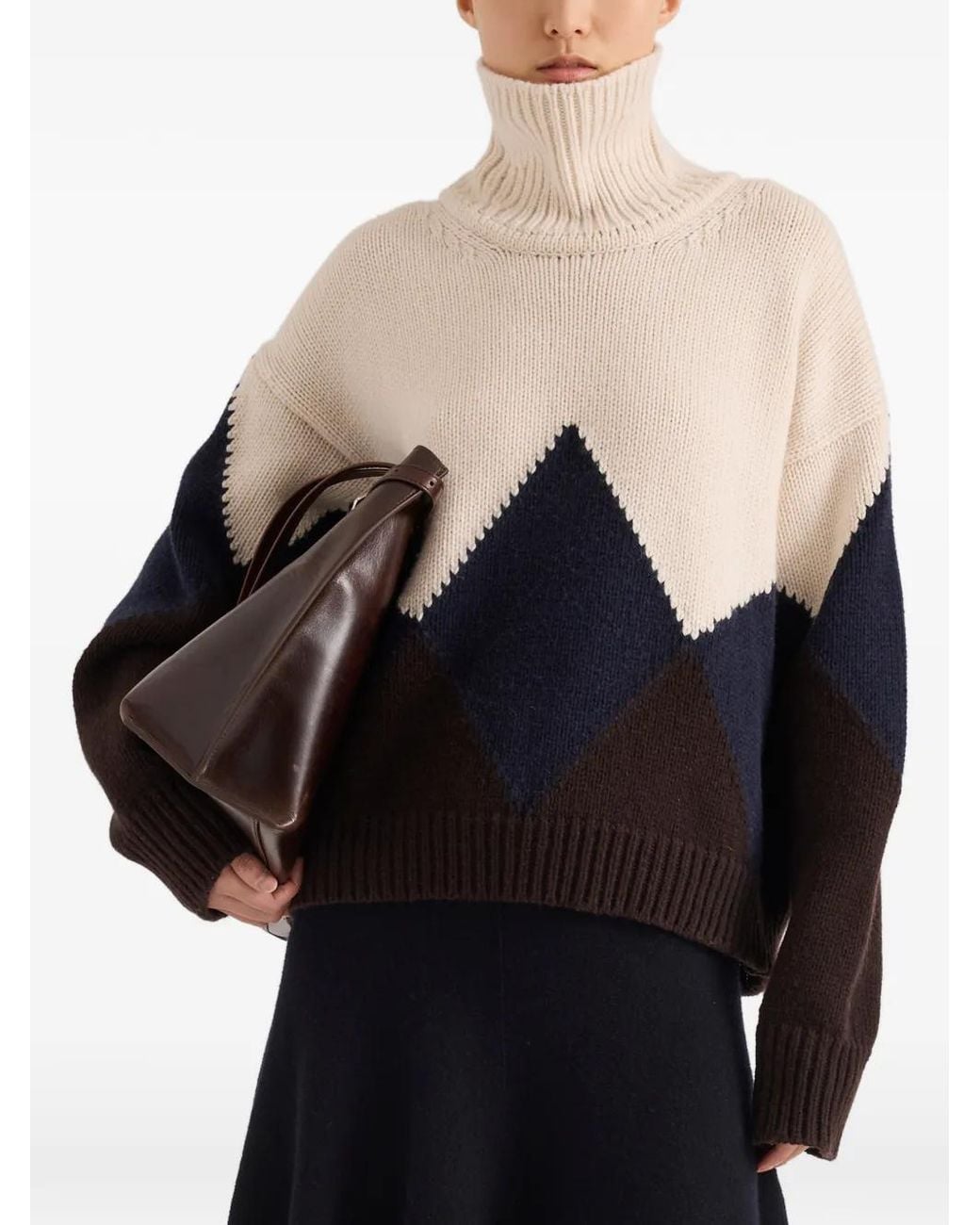 Proenza Schouler Blue Oren Intarsia Turtleneck