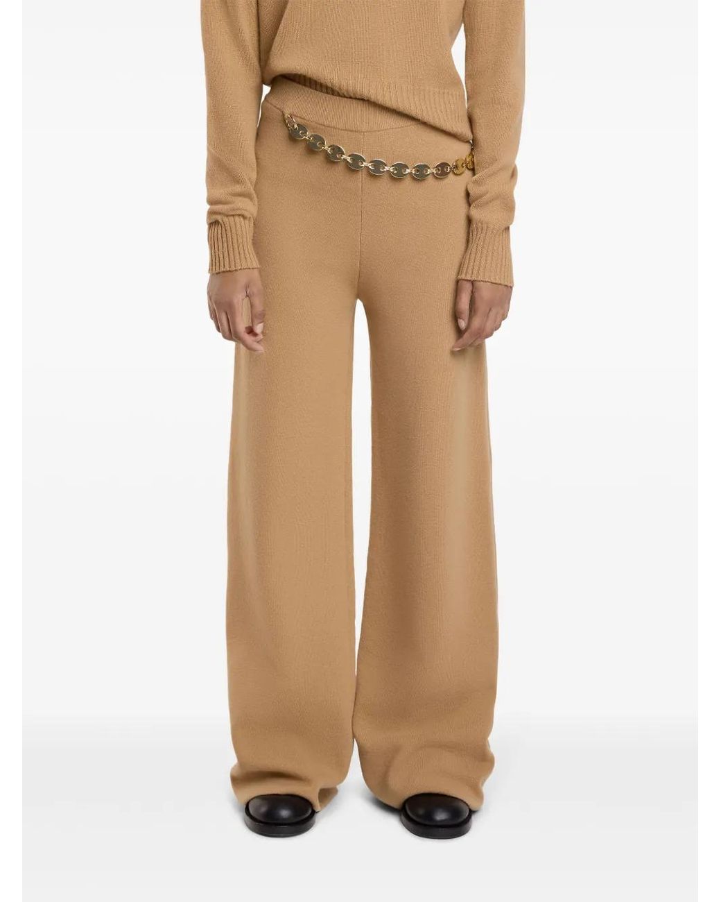 Rabanne Natural Belted Knit Trousers