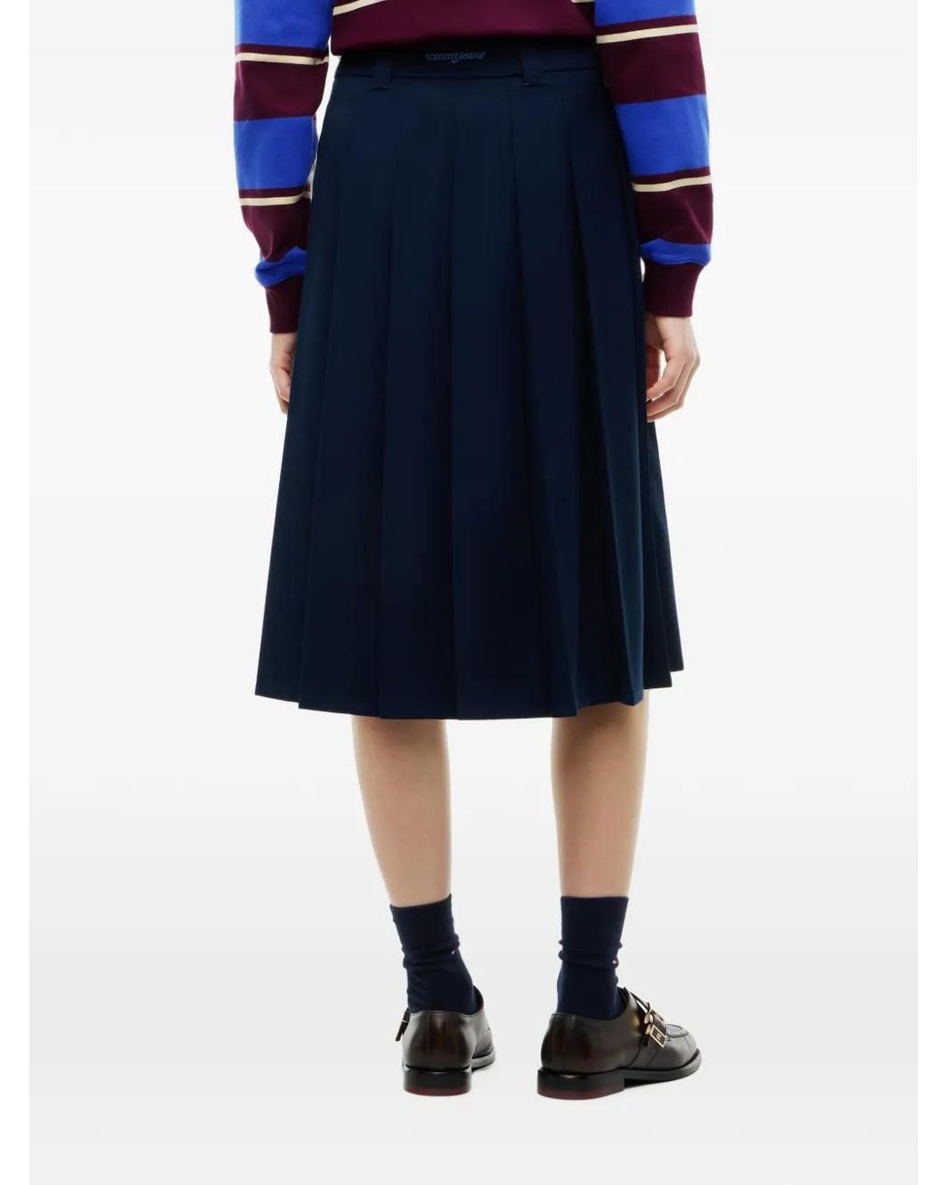 Tommy Hilfiger Blue Pleated A-Line Midi Skirt