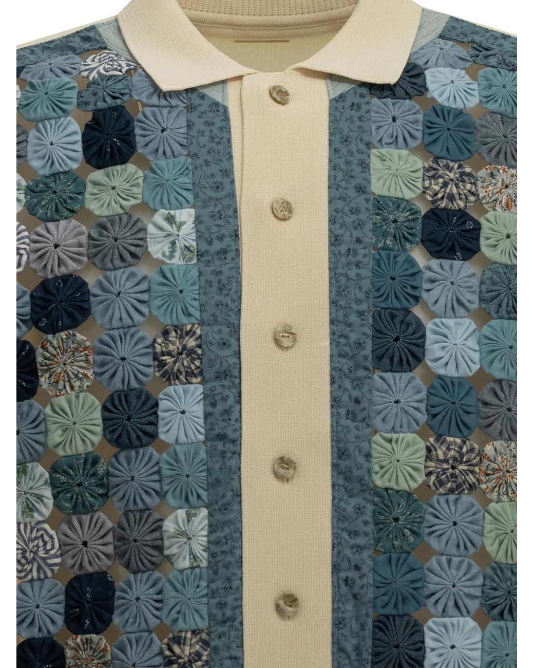 Kapital Blue X Yo-Yo Patchwork Shirt for men