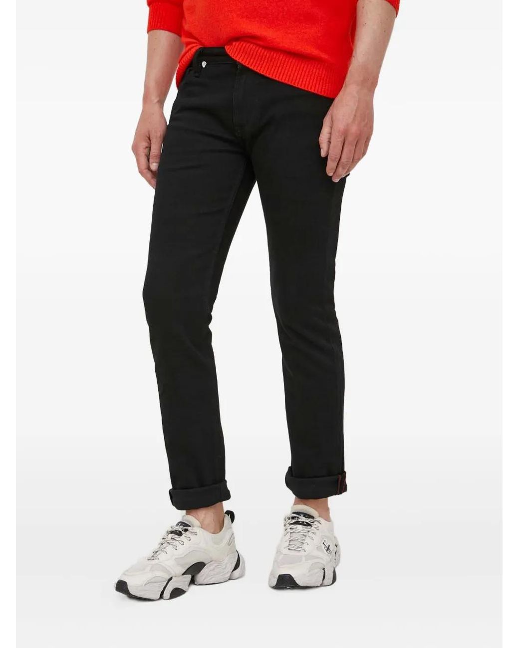Guess Black Logo-Plaque Jeans for men