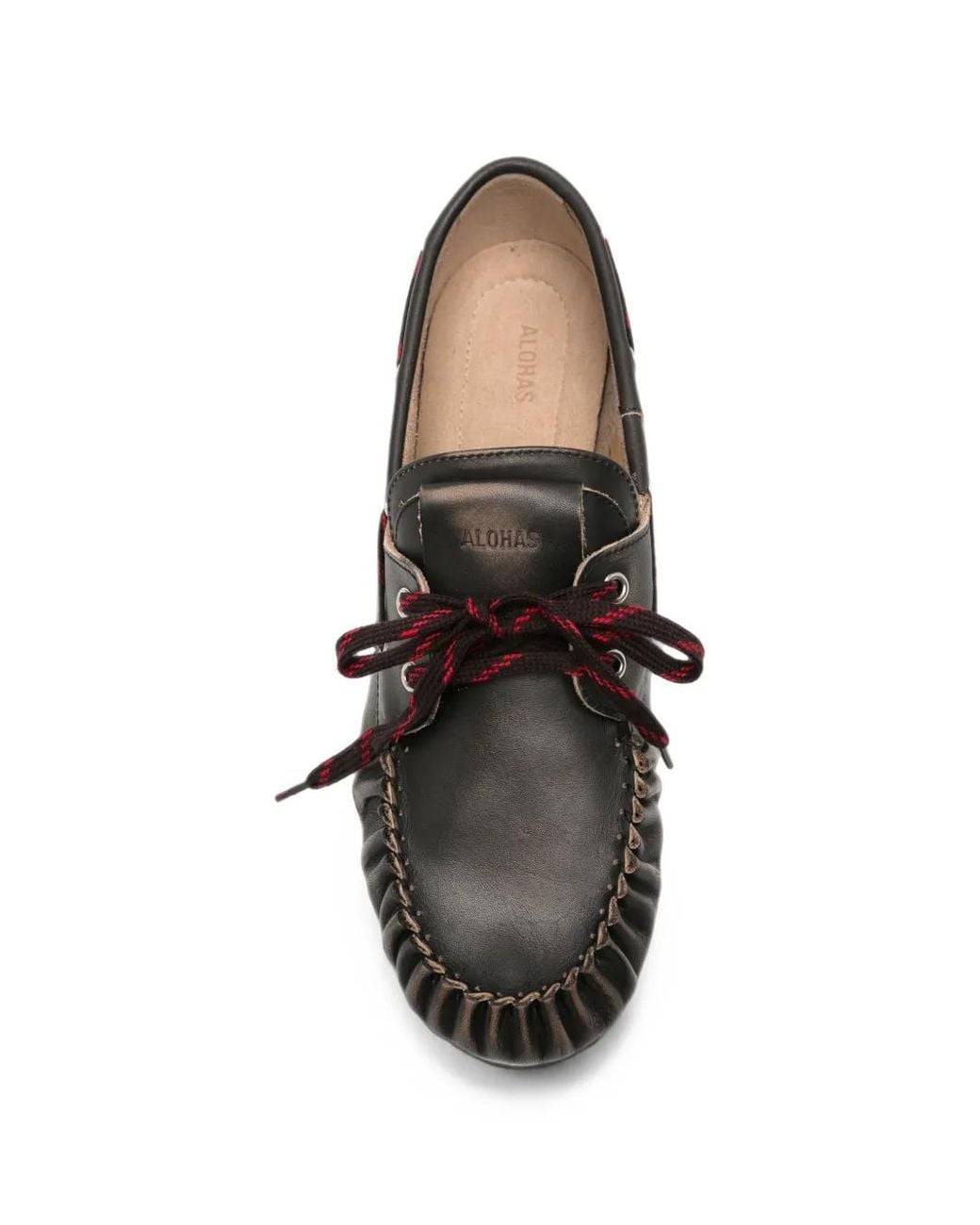 Alohas White Rowan Sporty Lace-Up Leather Loafers