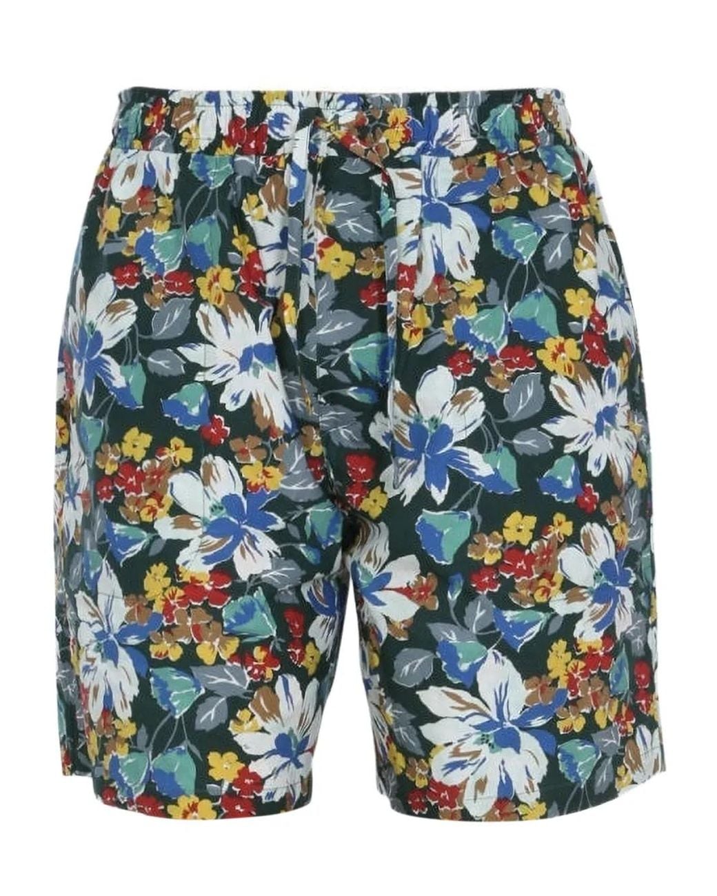 YMC Blue Floral-Print Shorts for men
