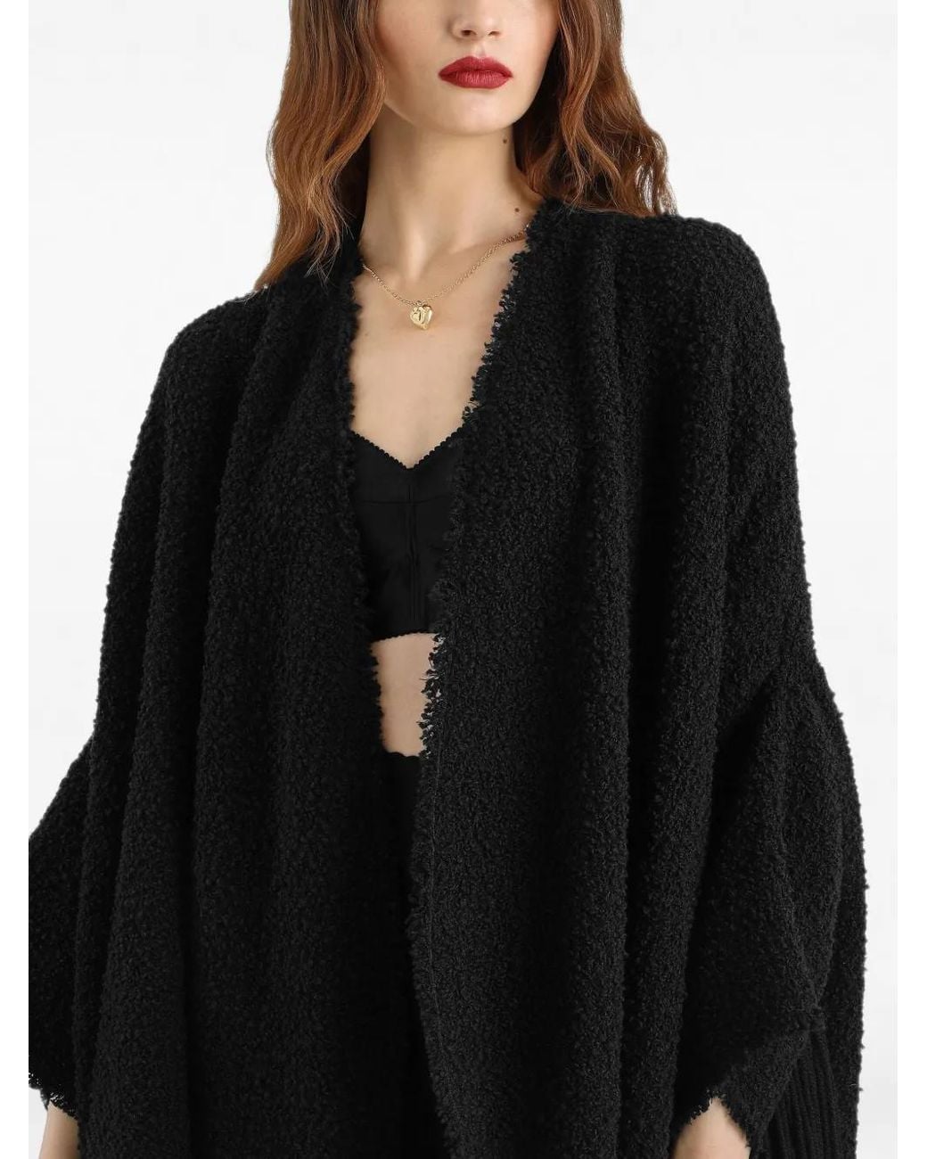 Dolce & Gabbana Black Fringed-Edge Cape