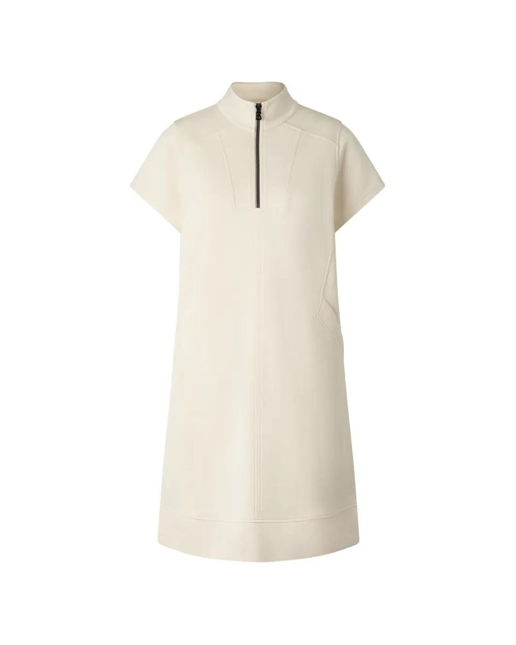 Bogner White Coleen Zip-Neck Mini Dress