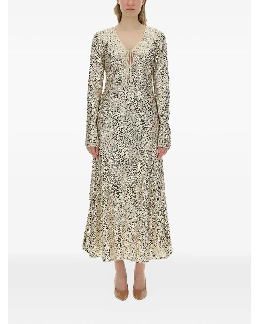 ROTATE BIRGER CHRISTENSEN Natural Sequined Dress