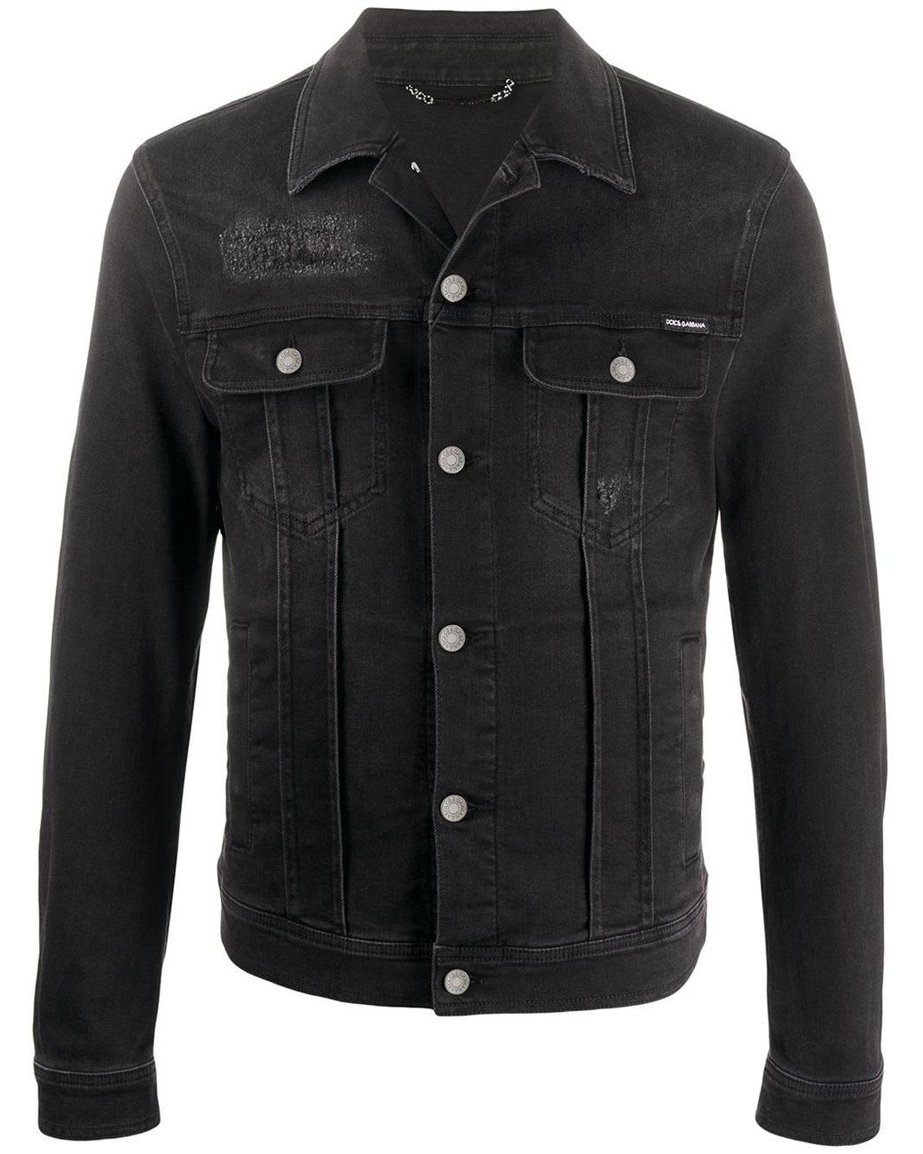 Dolce & Gabbana Distressed-effect Detail Denim Jacket in Black for Men ...