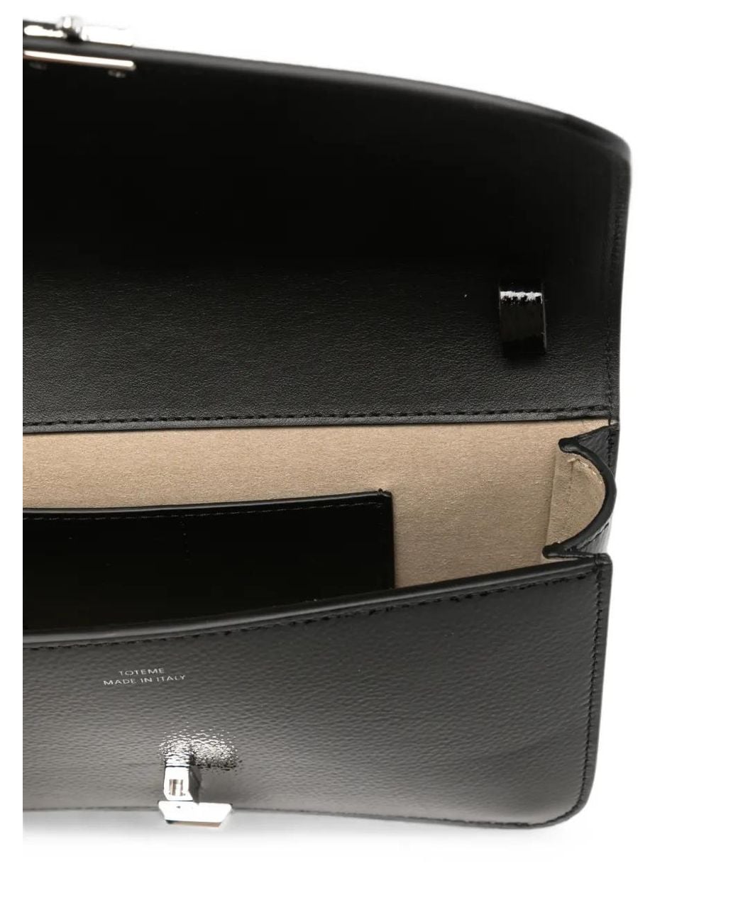 Totême Black T-Lock Grained-Patent Crossbody