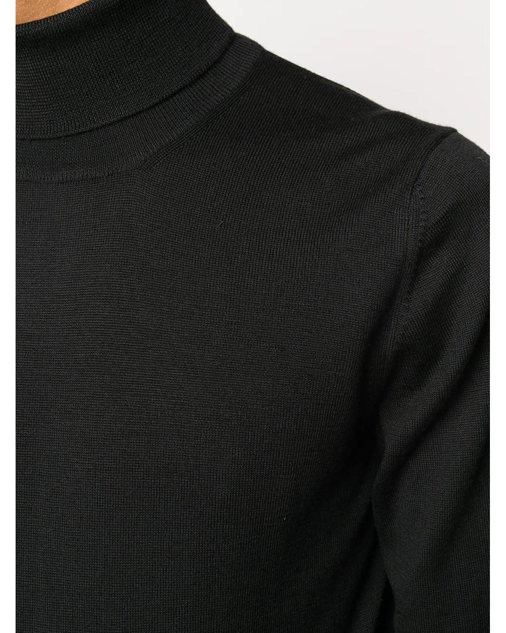 Fileria Black Ribbed Roll-Neck Jumper for men