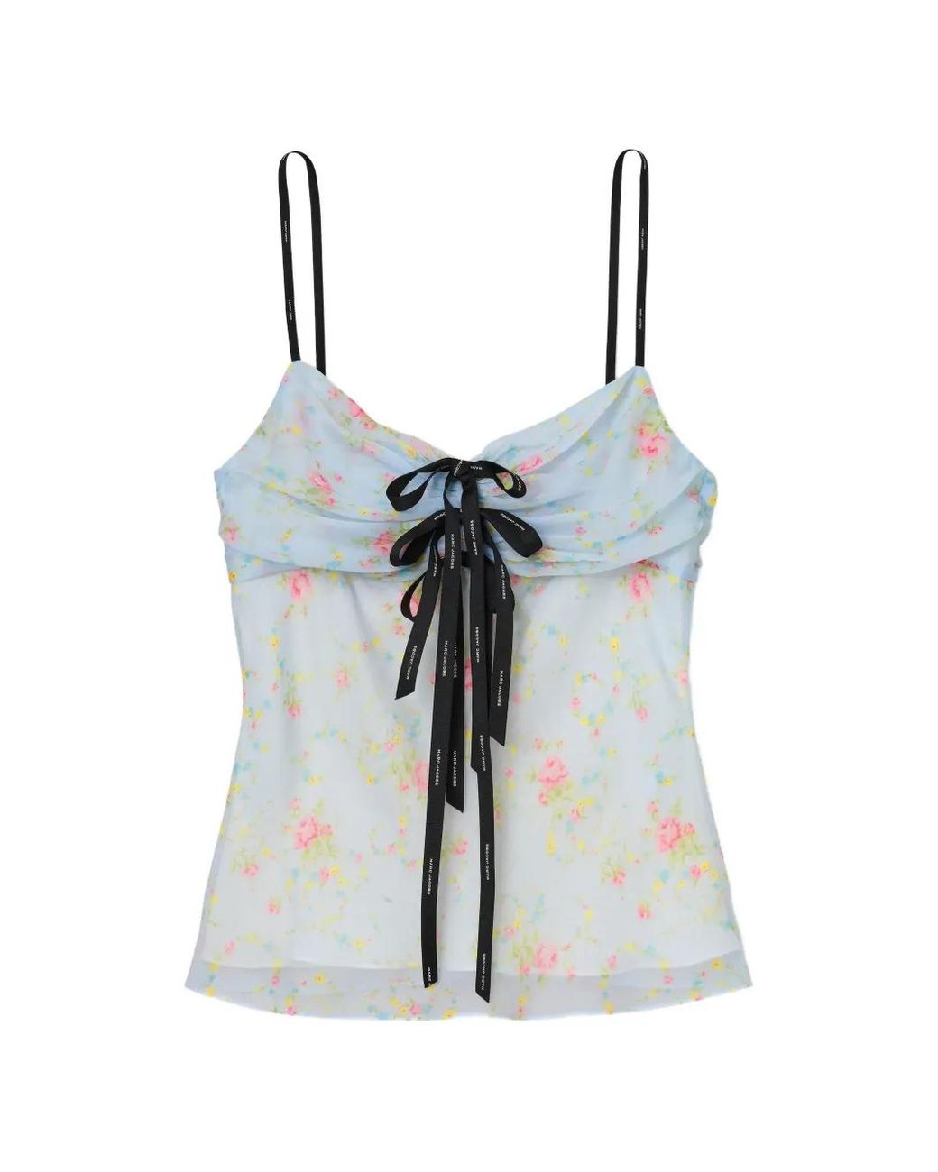 Marc Jacobs Blue Blurred Floral Bow Top