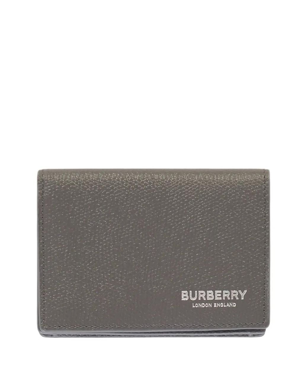 Burberry Gray Flint Logo-Embossed Leather Card Holder for men