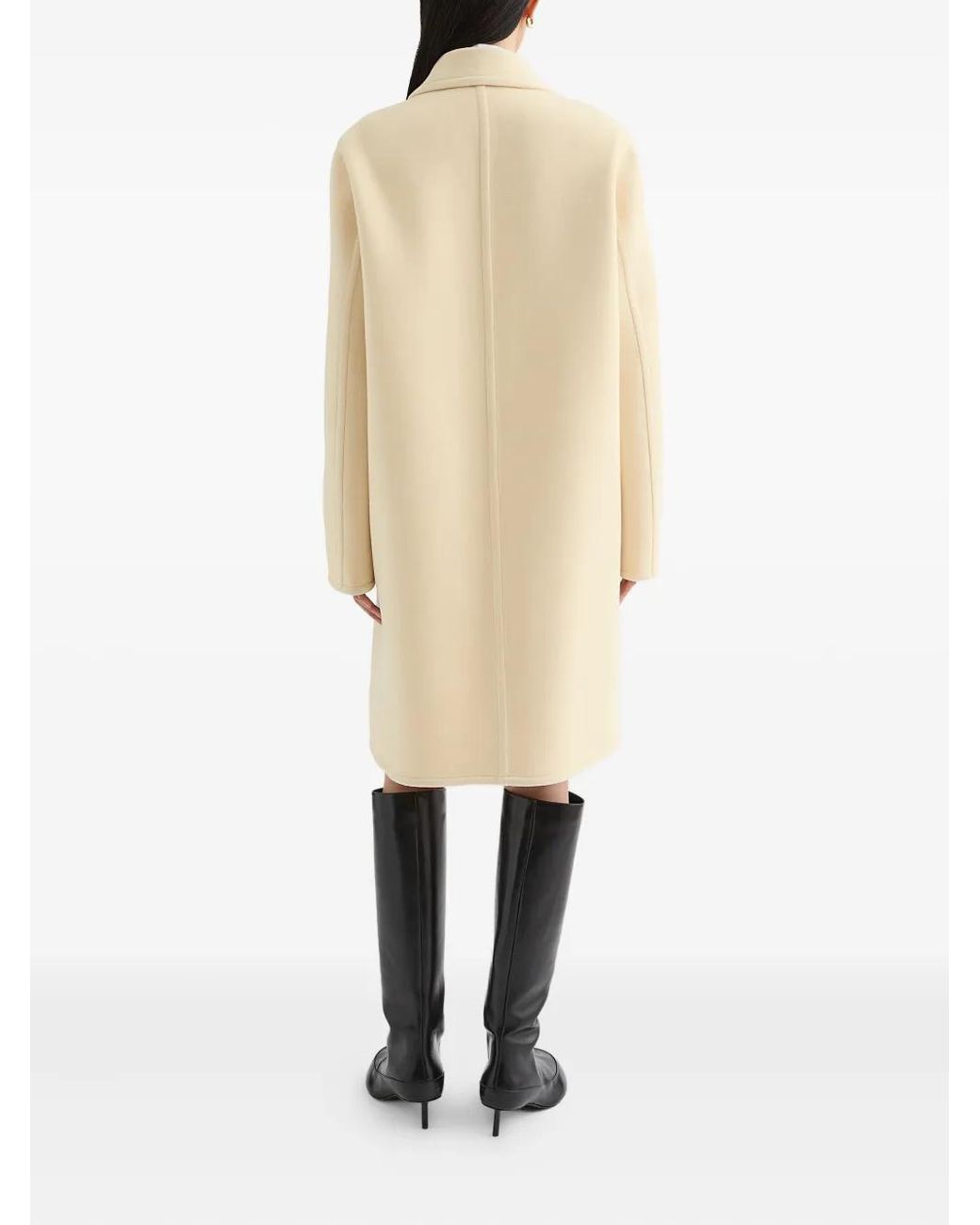 Jil Sander Natural Buttoned Mid-Length Coat