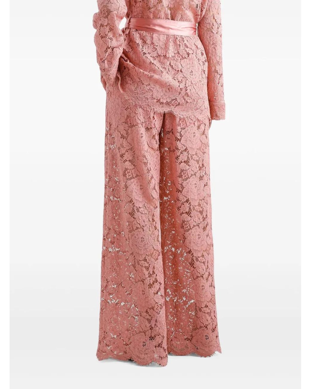 Dolce & Gabbana Red Dna Floral Lace Trousers