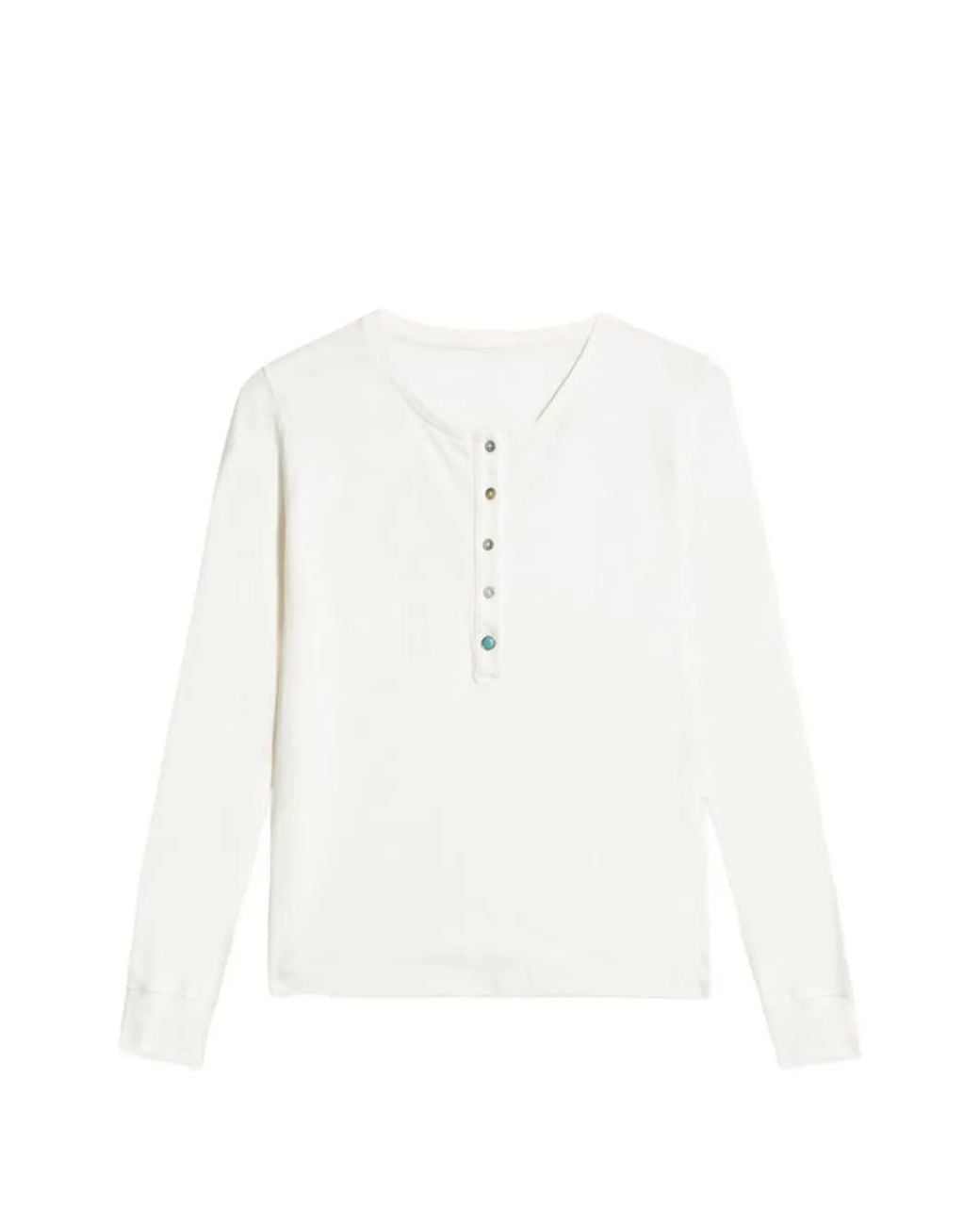 Fortela White T-Shirt Coralie Boutonné À Manches Longues